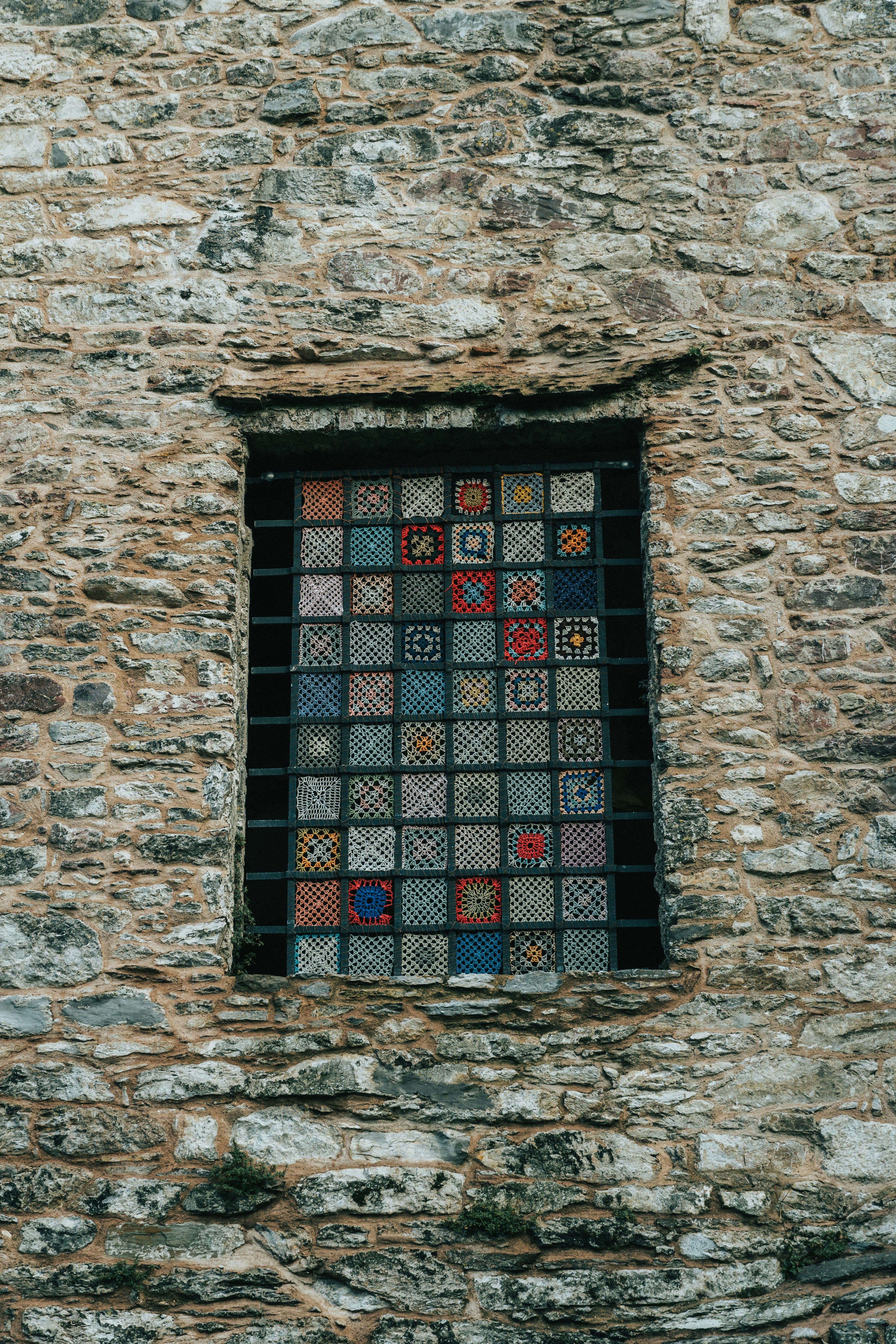 closed black and multicolored window